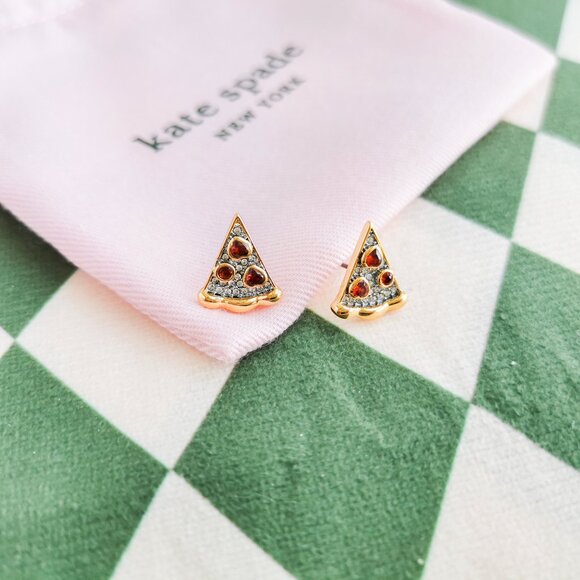 🎉Host Pick!🎉 Kate Spade Pizza My Heart Stud Earrings Gold Multicolor - Picture 2 of 3